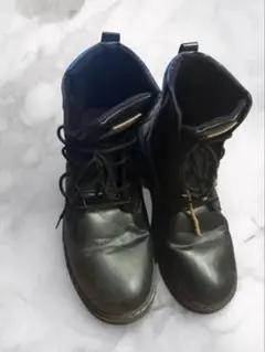 レザー ブラック レースアップブーツ