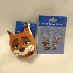 ディズニー ズートピア ニックファンキャップキーチェーン ジュディ ニック2点