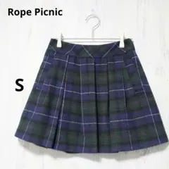 ロペピクニック ミニスカート プリーツスカート チェック 紺×緑 ショート