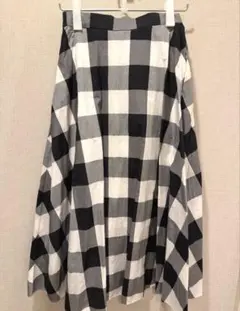 UNITED ARROWS FABRICAフレアスカート ロング黒白チェック36
