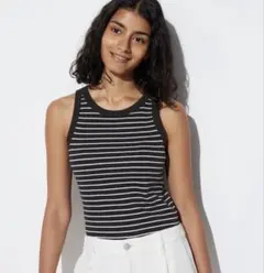 ユニクロ UNIQLO アメリカンスリーブブラタンクトップ ボーダー 新品タグ付のサムネイル