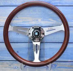 NARDI ステアリング シルバー/ ウッド調/黒色線 14インチ 約350mm