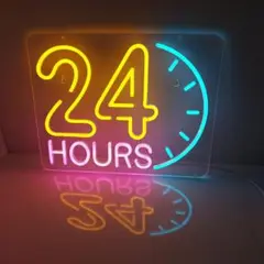 24 HOURS ネオン看板 USB接続　LEDネオンライト ネオンサイン
