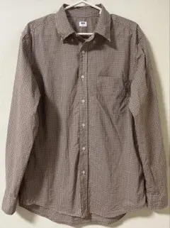 UNIQLO 長袖シャツ Mサイズ ブラウン系 チェック柄
