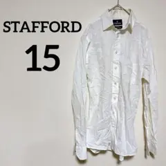 １点もの✨️STAFFORD 【15】ホワイト フィットシャツ 長袖シャツ 白