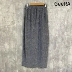 GeeRA ジーラ　ベロアプリーツバックスリットロングタイトスカート　グレー　Sのサムネイル