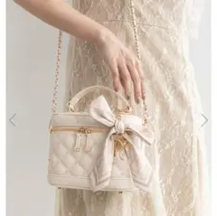 RANDA　2WAY リボンチャームキルティングバニティバッグ