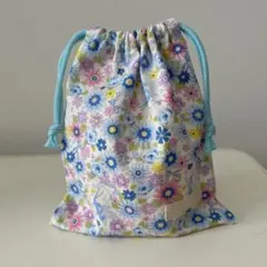 コップ袋　巾着袋　21×18 妖精お花リボン柄