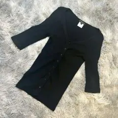 CLAUDIE PIERLOT 1 リブカーディガン 無地 黒 綿 フランス製のサムネイル