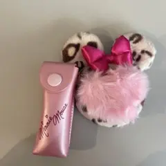 匿名配送　ディズニー ミニー　ヒョウ柄　リップケース　ミラー