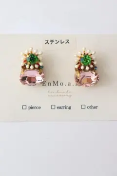 ハンドメイド ビジュー ピアス 花 フラワー ステンレス