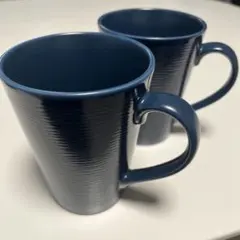 【ノリタケ/ Noritake】マグカップ 2個セット ネイビー 縞模様 新品