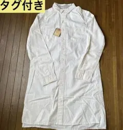 タグ付き　キューブシュガー　製品洗い加工シャツワンピース　生成りのサムネイル
