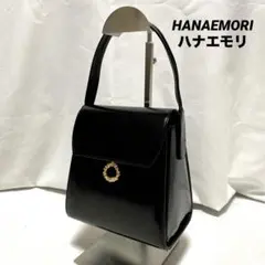 最短当日発送 ハナエモリ フォーマル ハンドバッグ 黒 金具 レザー