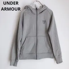 アンダーアーマー　長袖トレーナー　スウェット　フード　ジップアップ　グレー　MD