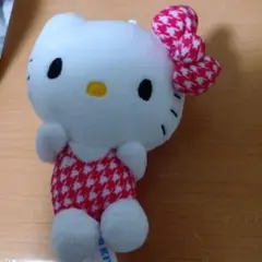 ハローキティ 千鳥格子柄 ぬいぐるみ マスコット コレクション