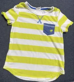 SIMPLE FREE イエロー/ホワイトボーダー Tシャツ 100