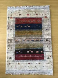 インド製 手織りギャッベ 中古・クリーニング済み 90×61cm 幾何学模様 インド製 手織りギャッベ 中古・クリーニング済み 90×61cm 幾何学模様