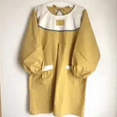【難あり】割烹着　黄色　昭和レトロ　エプロン