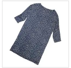 【アーバンリサーチ】背面ボタン ドット総柄 ワンピース Iライン 濃紺 F