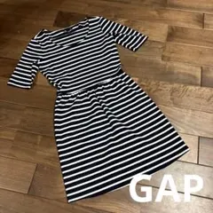 GAP ボーダー ストライプ ワンピース 中古 ネイビー ホワイト 紺 白 XS