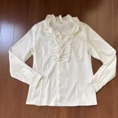 フリル付きホワイトシャツ 9R