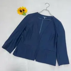 キース【38】【M】夏物処分セール　美品　ノーカラージャケット　薄手　オフィス