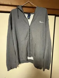 紺タグ　90s Nike グレー ジップアップパーカー XL