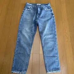 GIRL ストレートデニム ライトブルー　ダメージ加工　M