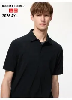 即発送 新品 ユニクロ ドライEXポロシャツ フェデラー 4XL 黒 ブラックのサムネイル