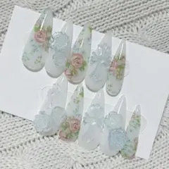 ウィッシュコア 薔薇 ネイルチップ バラ 花 転写ネイル ドットネイル