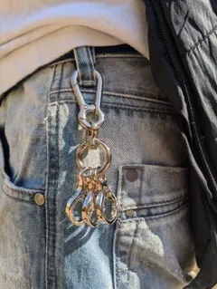 アメカジ　シルバーカラビナ　キーリング　ビンテージ　アクセサリ　シンプル　メンズ
