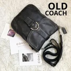 COACH オールドコーチ 黒 ブラック フラップ flap 革 レザー