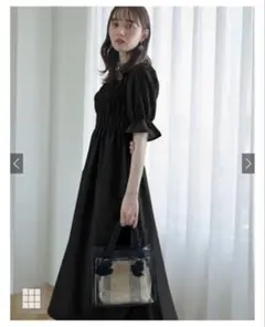 GRL ブラック カットソーワンピース 半袖 ロング