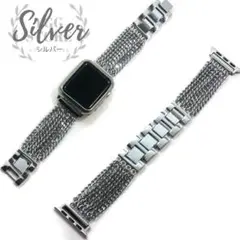 apple watch 多重 チェーン バンド 44/45/46/49 シルバー