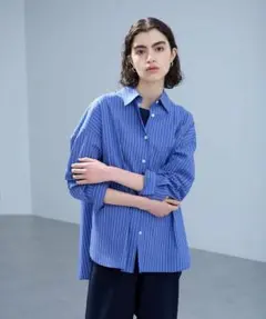 週末限定値下げ！N.O.R.C ノーク　コンフォータブルシャツ　ブルーストライプのサムネイル