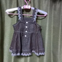 ダークブラウン デニム ジャンバースカート 100cm