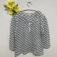 McGREGOR 長袖チェックニット コットン100% レディース ブルー系 L