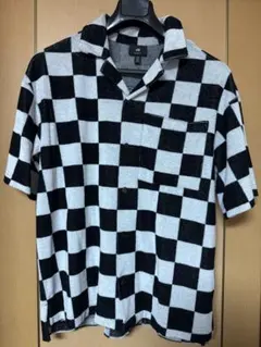 H&M チェック柄 半袖パイル地シャツ Mサイズ