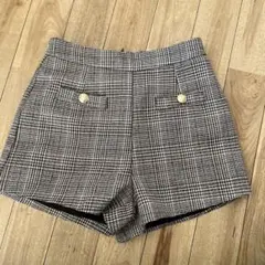 チェック柄ハイウエストショートパンツ