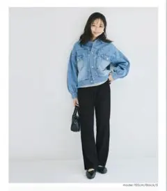 新品　coca コカ　ジョーゼットリブパンツ プリーツ　ブラック