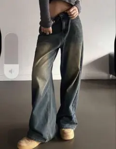 デニム ストレートレッグパンツ