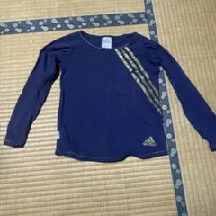 adidas 長袖カットソー 130 ネイビー ストライプ