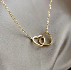 【送料無料】ダブルリングハートネックレス　ペンダント　プレゼント　ペアルック