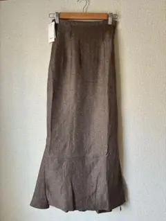 Louere ハイウエストヘリンボーンスリットマーメイドスカート ブラウン M