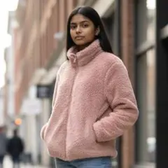 ユニクロ ピンク フリースジャケット ジッパー付き