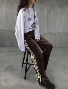 ジャージ風ズボン リボン ストライプ