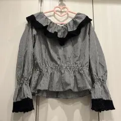 ナイスクラップ　ギンガムチェックフリルシャツ