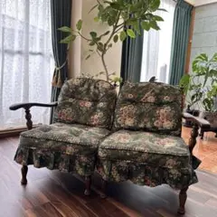カリモク　コロニアル　ソファ　3脚セット　緑