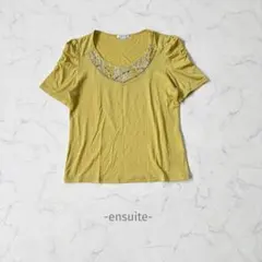 ensuite/半袖Tシャツ/M/イエロー/ビジュー/大人可愛い/綺麗めのサムネイル